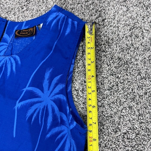 NWOT Tiki Palm Beaded Sequin Blue Beach Tropical Sleeveless Dress Size Medium - Picture 9 of 11